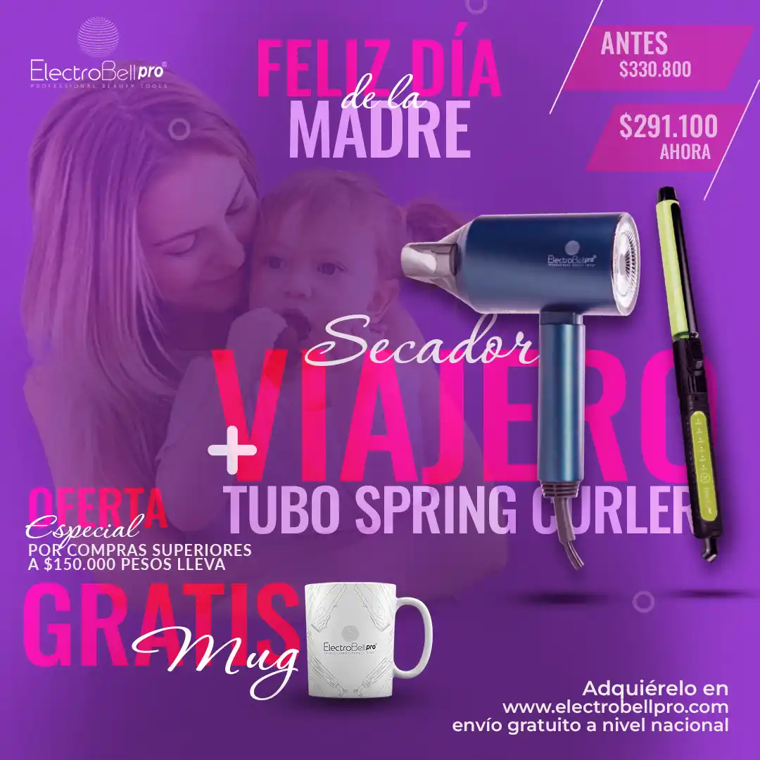 Promo Secador Viajero +  Spring Curler + Mug Gratis